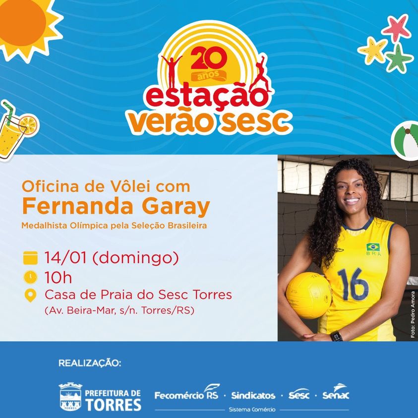 Estação Verão Sesc traz Fê Garay, medalhista olímpica da Seleção para ministrar Oficina de Vôlei em Torres 