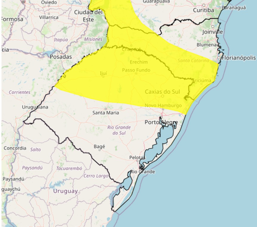 Inmet emite alertas para tempestades em todo o RS neste domingo 