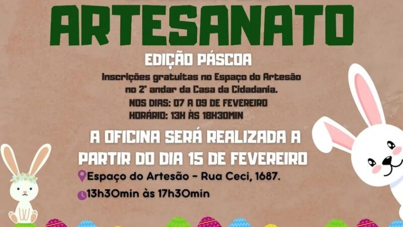 Inscrições abertas para a Oficina de Artesanato – Edição Páscoa em Capão da Canoa 