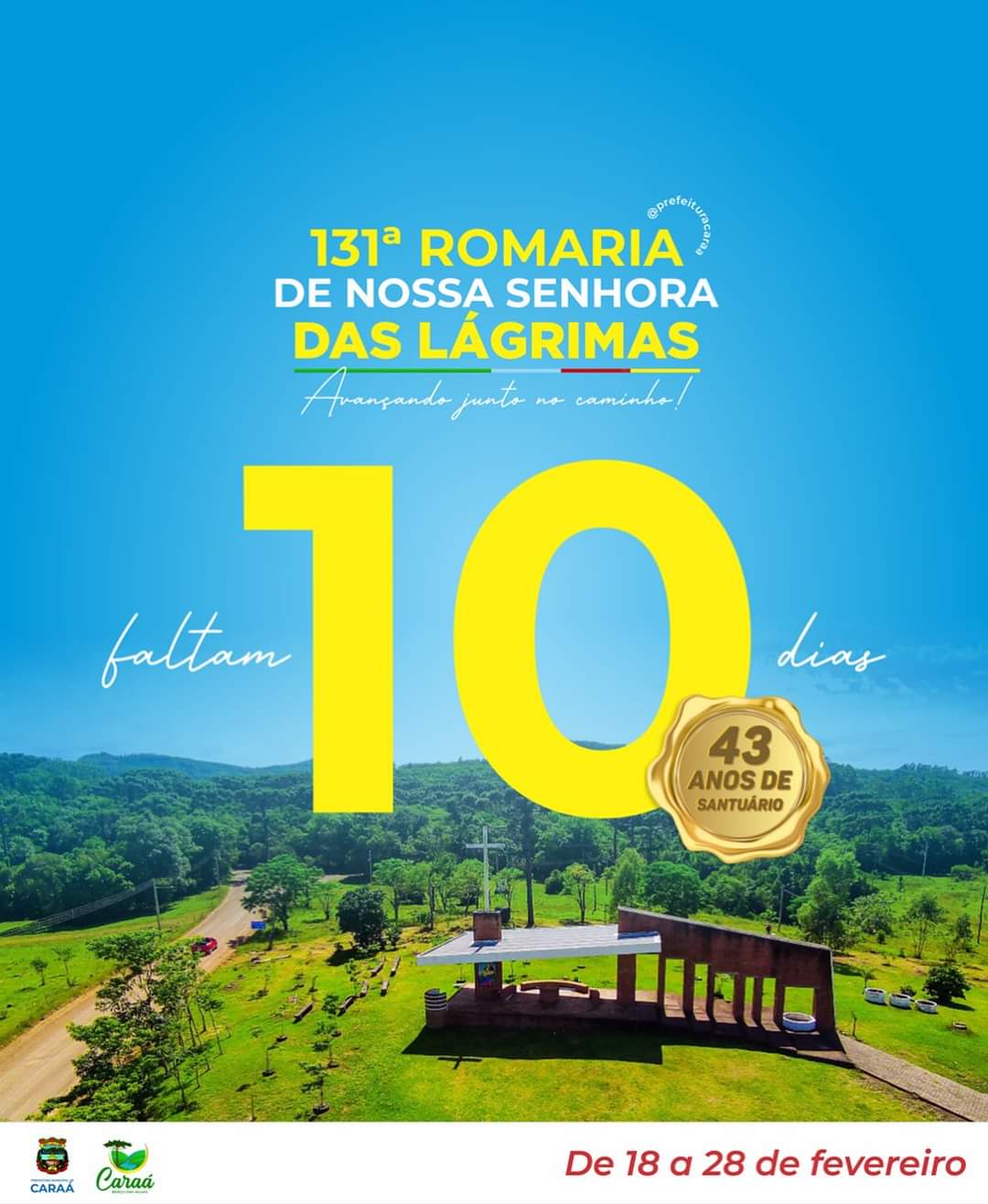 Faltam apenas 10 dias para 131ª Romaria de Nossa Senhora das Lágrimas