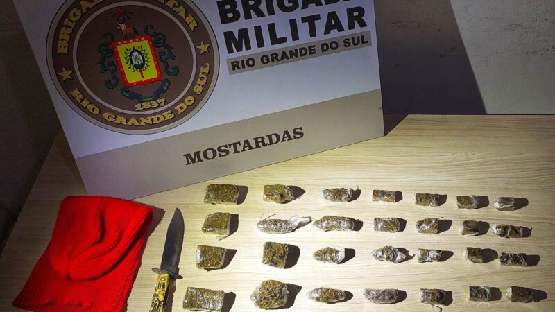 BM prende homem armado com faca e apreende drogas em Mostardas