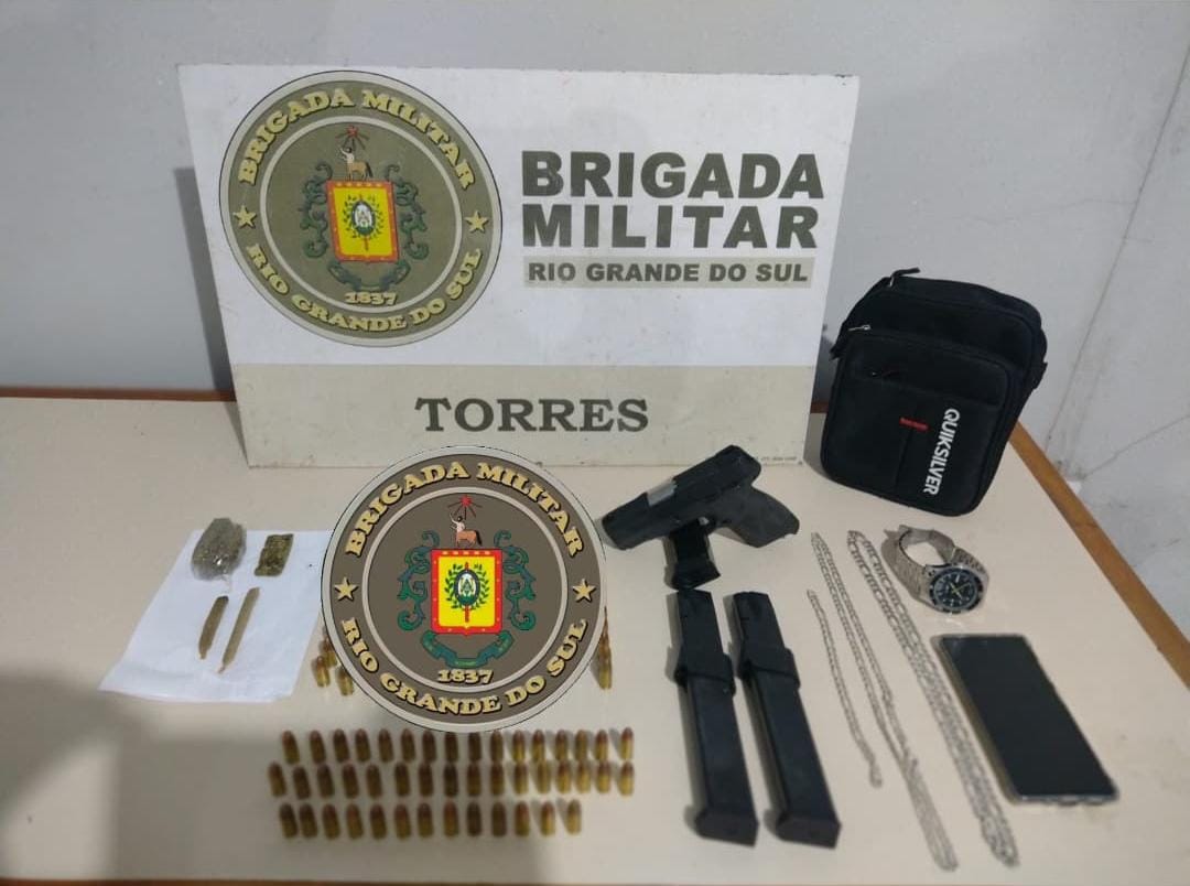 BM prende homem com arma e drogas em Torres