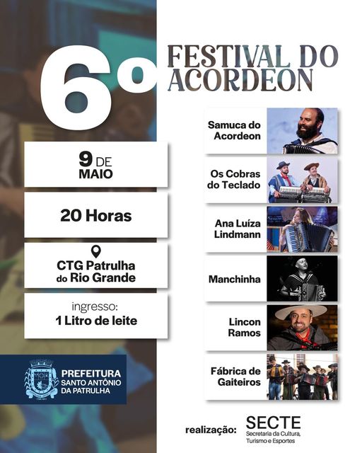 O Festival do Acordeon está de volta em Santo Antônio da Patrulha