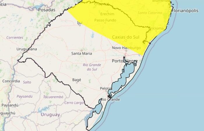 Inmet divulga aviso de perigo potencial para regiões do RS