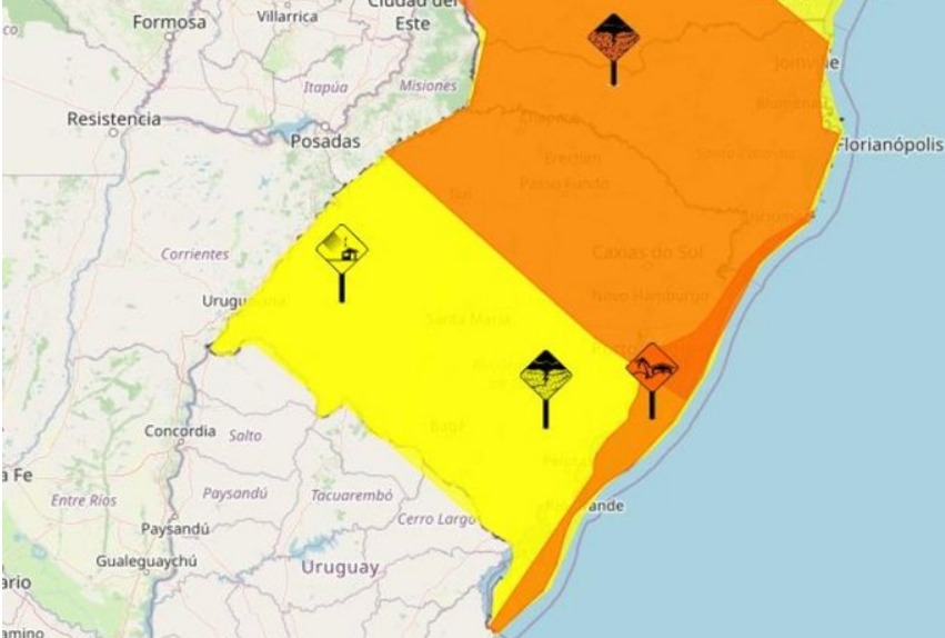 RS tem cinco alertas do Inmet para risco de tempestade, vendaval e queda na temperatura nesta sexta-feira