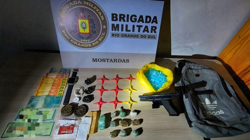 BM prende homem foragido, apreende drogas, simulacro e motocicleta clonada em Mostardas