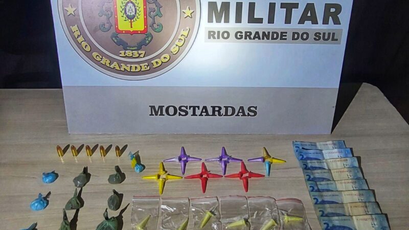 Homem é preso com drogas e munições em Mostardas