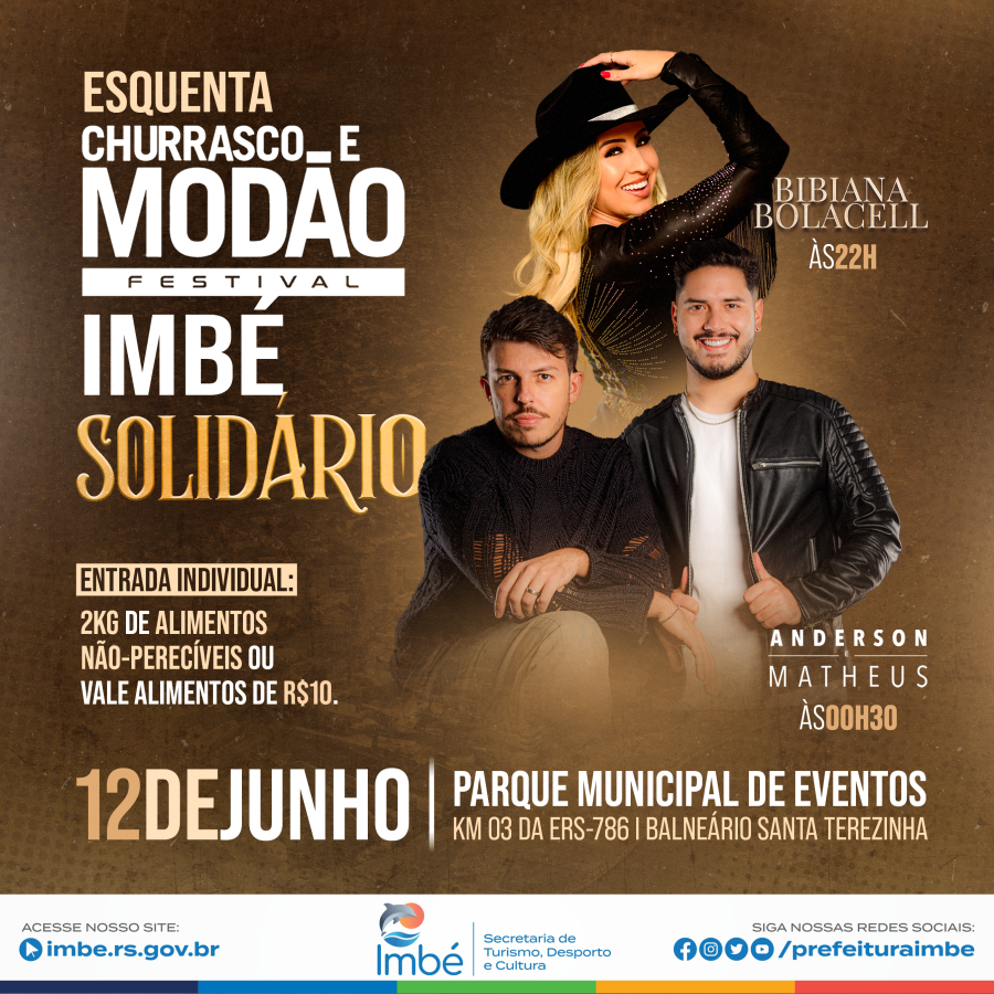 Imbé Solidário: Esquenta Churrasco e Modão será no dia 12 de junho