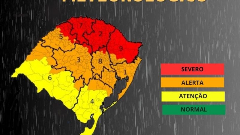 Defesa Civil alerta para riscos meteorológicos no RS