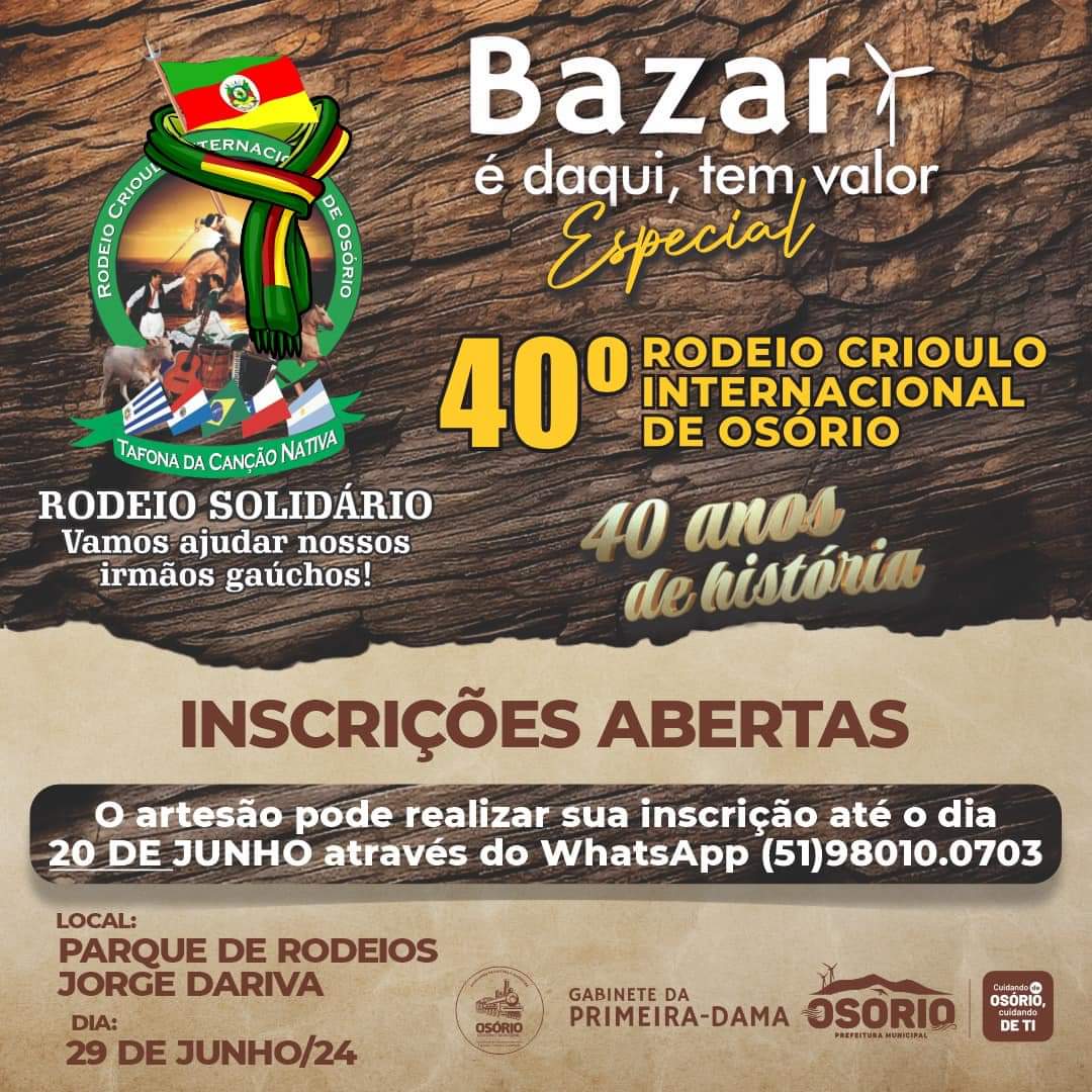 BAZAR É DAQUI, TEM VALOR NO RODEIO DE OSÓRIO