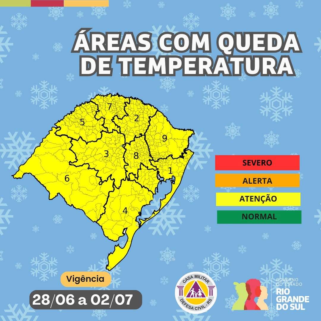 ATENÇÃO: FRIO SEGUE INTENSO NO RS NOS PRÓXIMOS DIAS