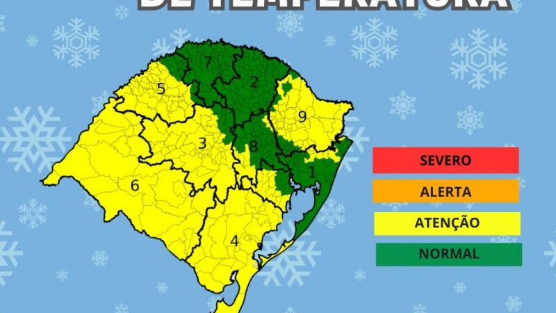 Atualização das baixas temperaturas no RS