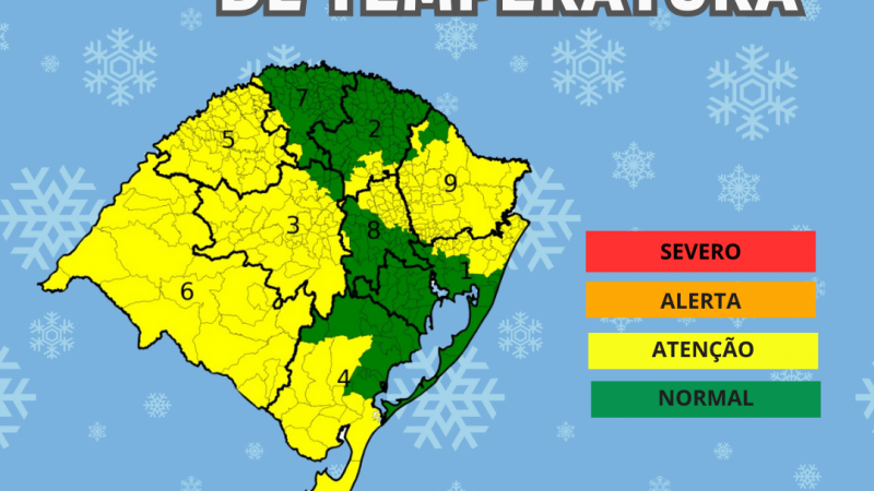 Frio persiste nos próximos dias com geada em áreas da metade Sul do Estado