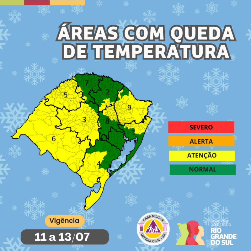 Frio persiste nos próximos dias com geada em áreas da metade Sul do Estado