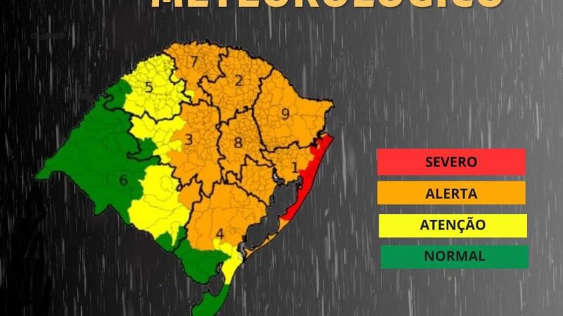 Chuvas pontualmente fortes e persistentes sobre parte do RS