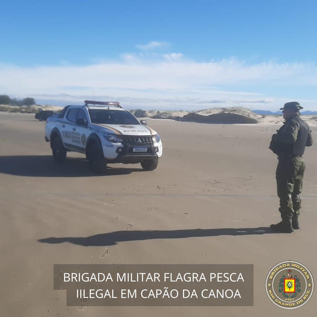 Brigada Militar prende homem por pesca ilegal na beira mar em Capão da Canoa