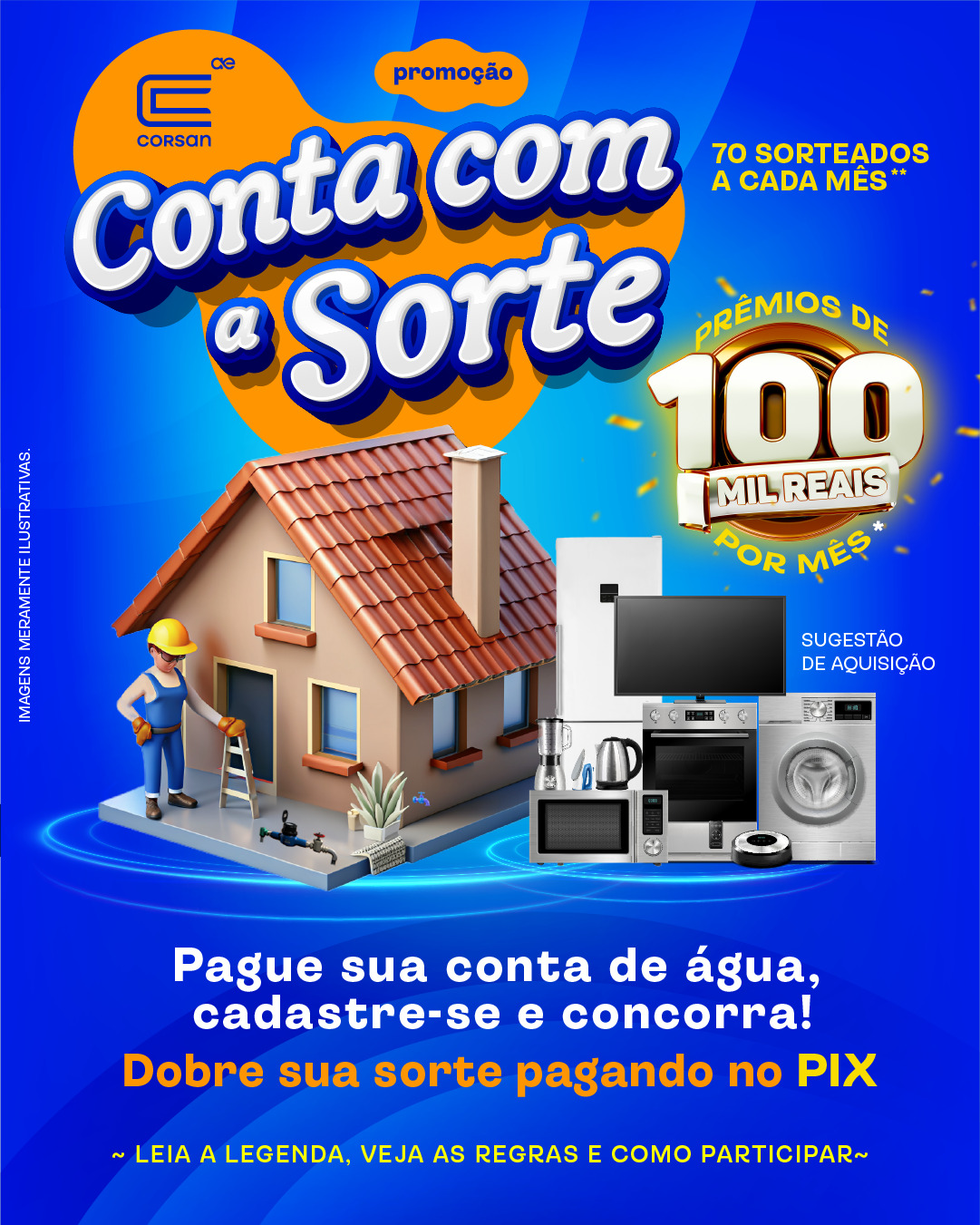 Campanha “Conta com a Sorte, Corsan” dará prêmios de até R$ 100 mil a clientes com as contas em dia