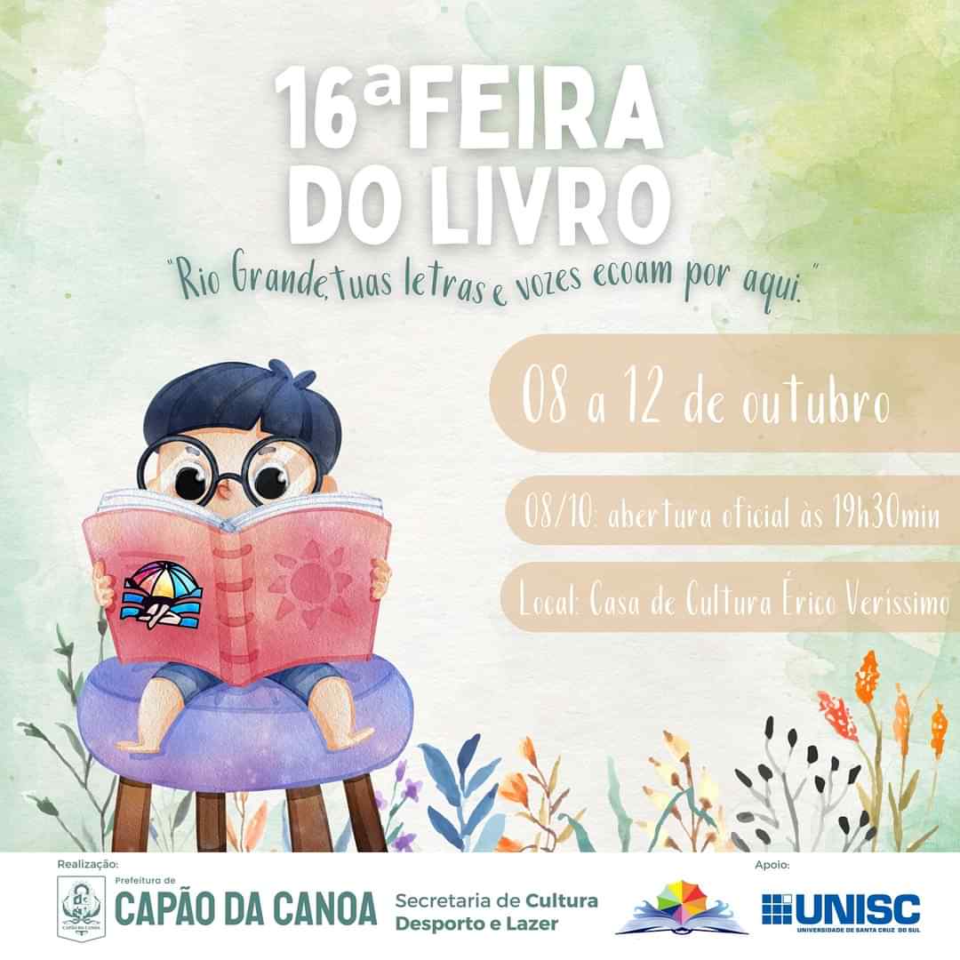 16ª Feira do Livro começa nesta terça-feira em Capão da Canoa