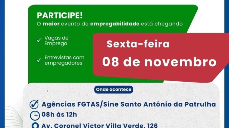 Santo Antônio da Patrulha promove 2º Feirão de Empregos com oportunidades em diversas áreas