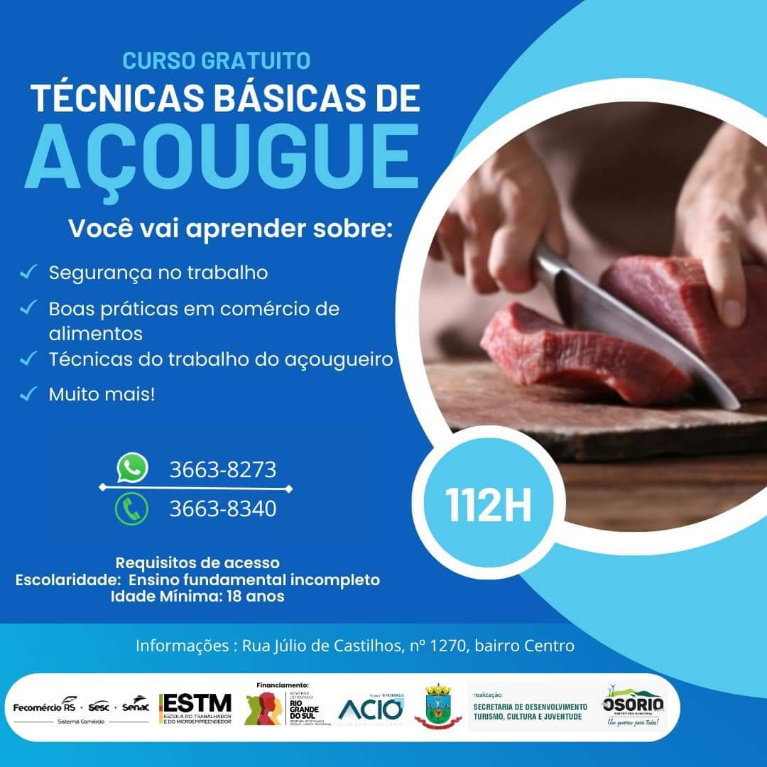 Oportunidade de Qualificação Profissional em Osório: Inscrições Abertas para Curso de Técnicas Básicas de Açougue