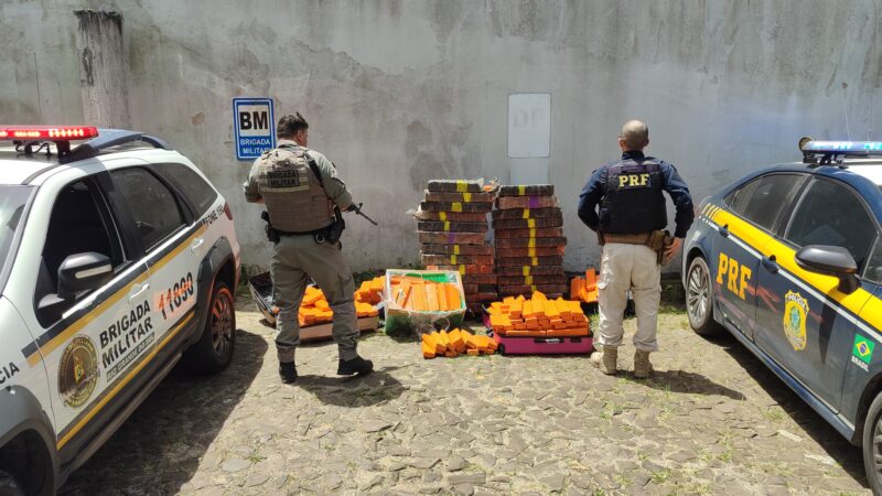 PRF e BM apreendem mais de meia tonelada de maconha em Torres