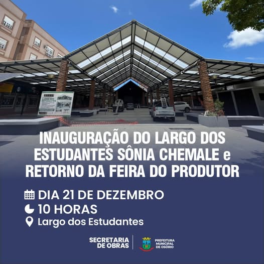 Largo dos Estudantes Sônia Chemale será reinaugurado neste sábado em Osório