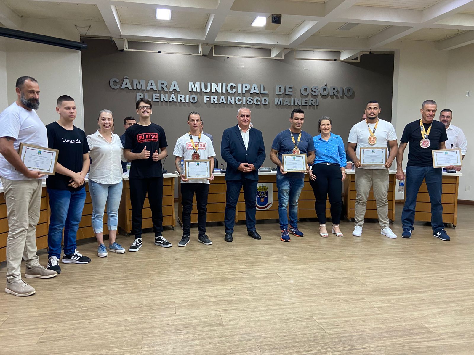 Equipe de Osório é homenageada após brilhar em campeonato mundial de Jiu-Jitsu em São Paulo