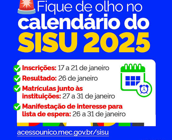 FURG SAP informa: Inscrições para o Sisu 2025 começarão no dia 17 de janeiro