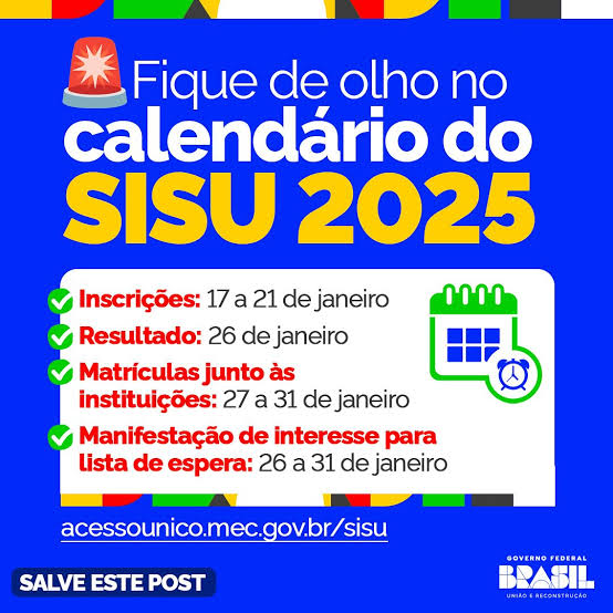 FURG SAP informa: Inscrições para o Sisu 2025 começarão no dia 17 de janeiro