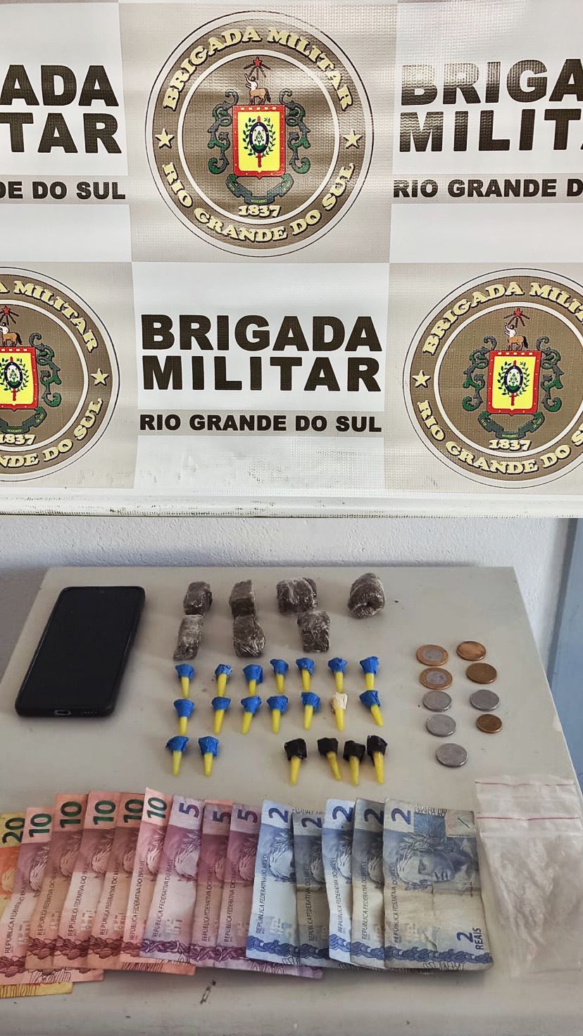 BM prende homem com cocaína, maconha e crack em Cidreira