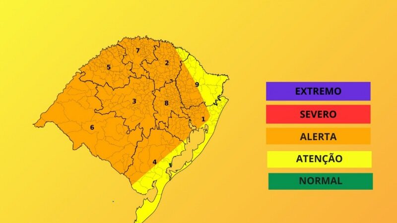 A Defesa Civil do Rio Grande do Sul e a Sala de Situação atualizam a previsão para altas temperaturas em grande parte do estado