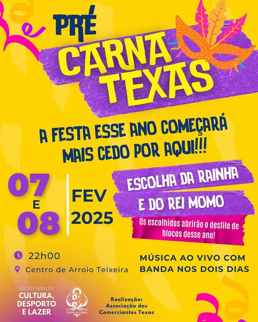 Pré-CarnaTexas agita praia de Arroio Teixeira com escolha da Rainha e Rei Momo