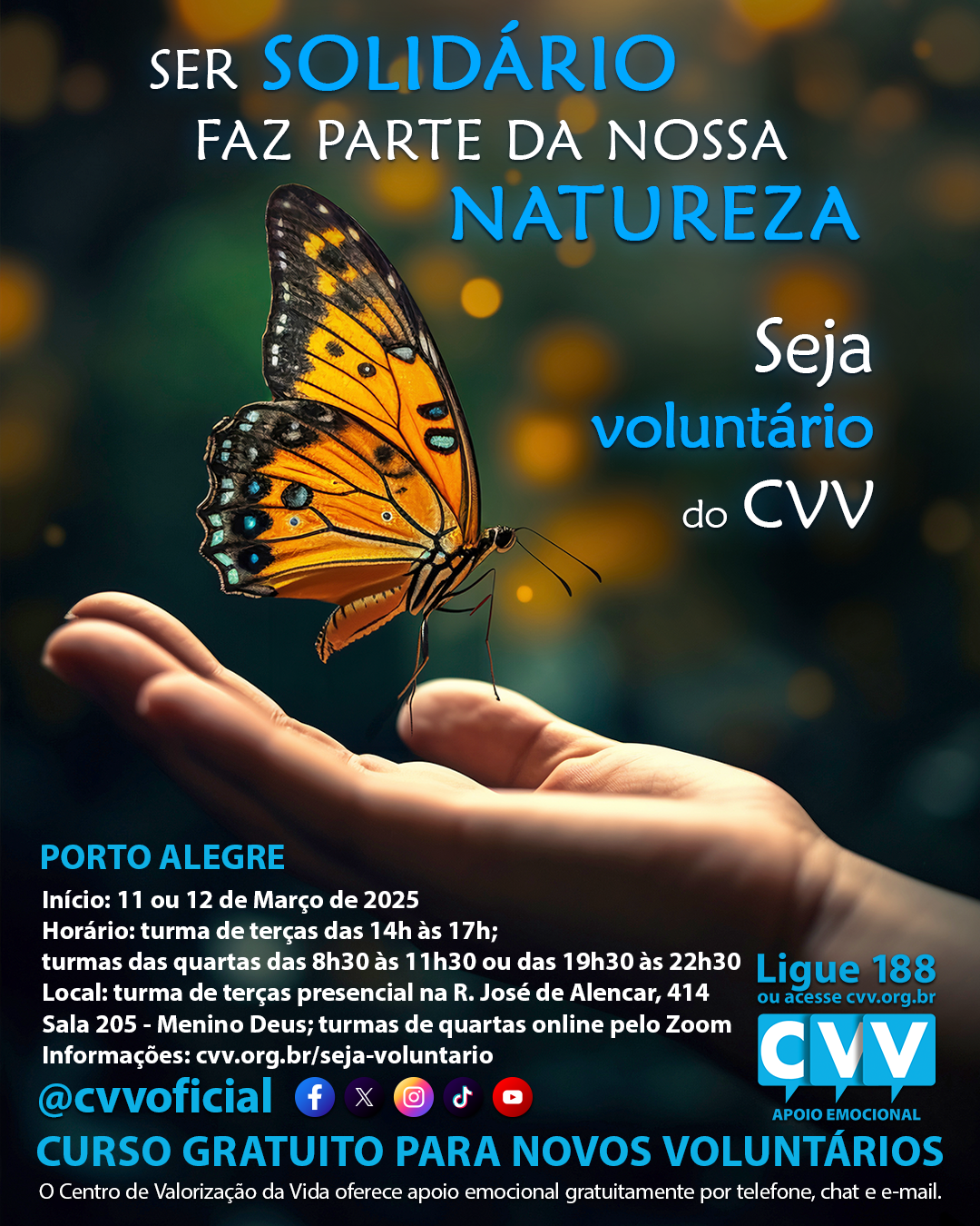 CVV Rio Grande do Sul realiza cursos gratuitos de seleção e preparação para novos voluntários