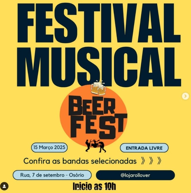 1º Beer Fest vai reunir mais de dez bandas, chopes artesanais e foodtrucks em Osório neste sábado
