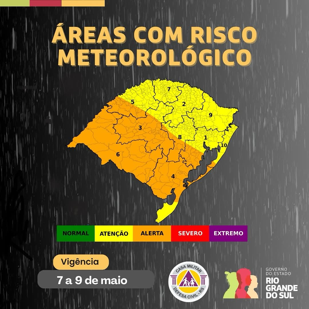 Defesa Civil emite alertas de instabilidade no RS ao longo da semana