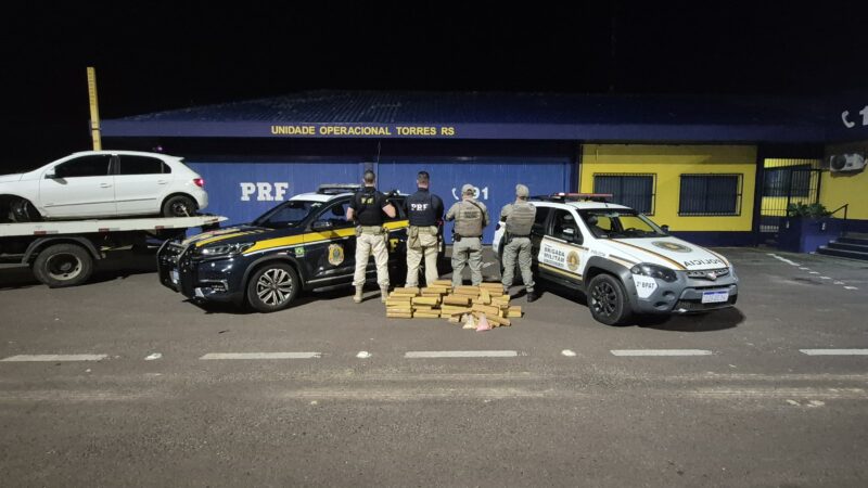 PRF e BM prende homem com maconha e ecstasy em carro após fuga em Torres