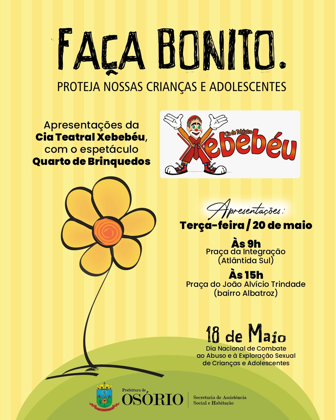 Rede de proteção às crianças e adolescentes em Osório promove conscientização com peça teatral