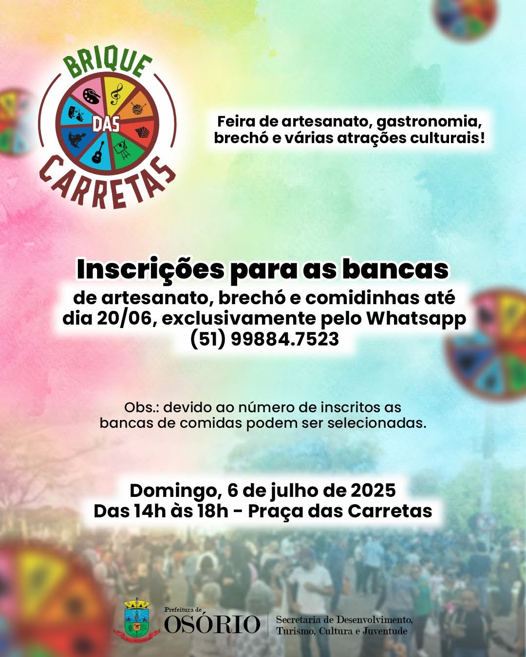 OSÓRIO: INSCRIÇÕES PARA PARTICIPAR DO PRÓXIMO BRIQUE DAS CARRETAS ENCERRAM NA SEXTA-FEIRA