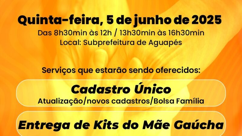 Osório: Secretaria Itinerante da Assistência Social e Habitação estará no distrito de Aguapés