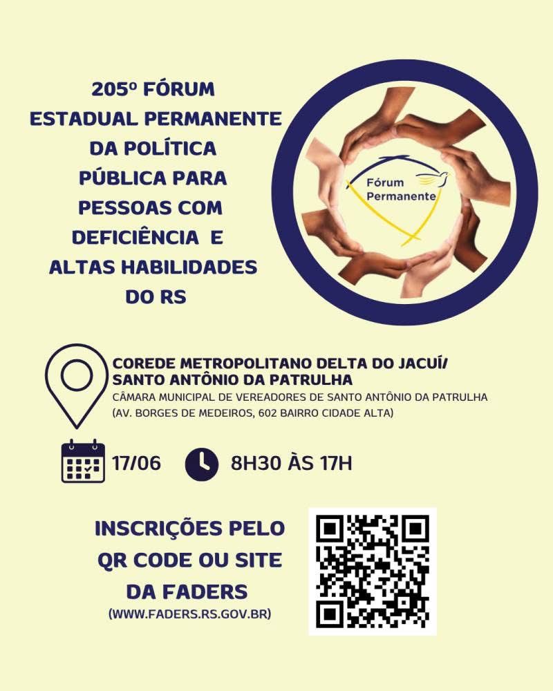Inclusão em Movimento: FADERS Realiza o 205º Fórum Estadual da Política Pública para PcD e HS/SD em Santo Antônio da Patrulha