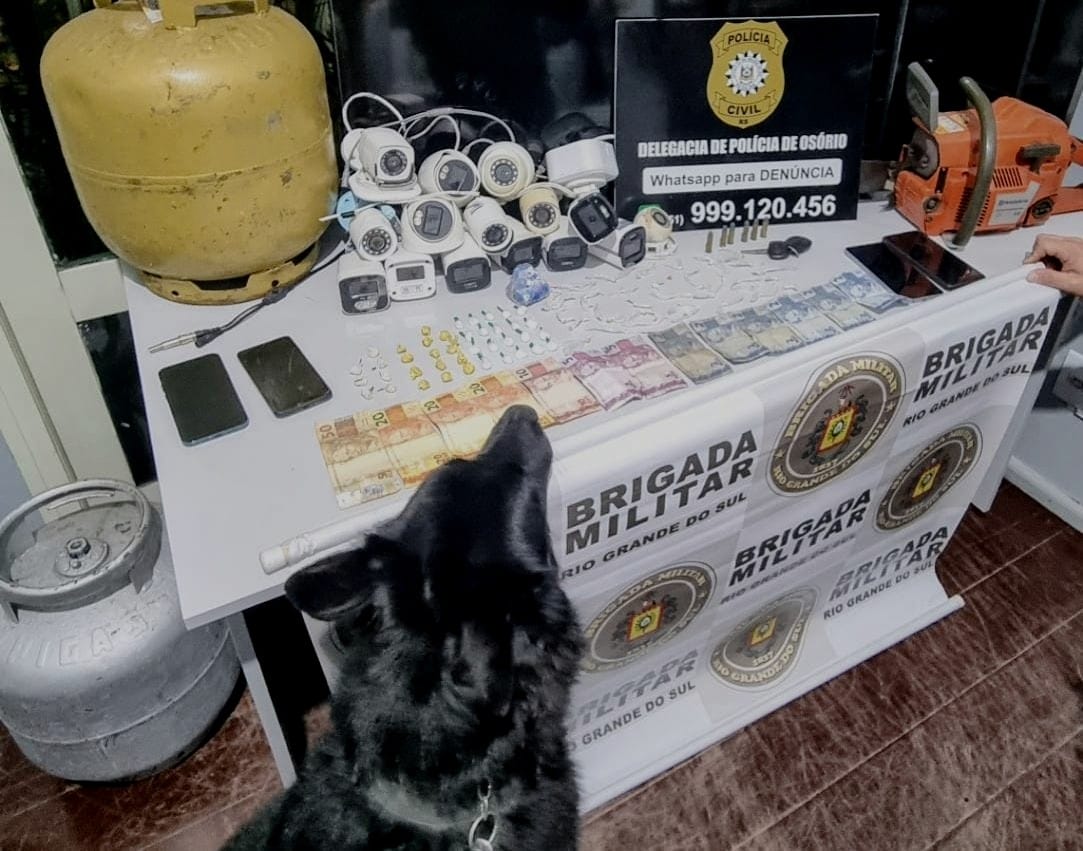 Ação da BM e PC resulta na prisão de duas pessoas e apreensões de drogas em Osório