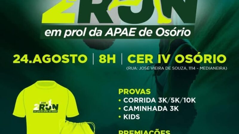 Inscrições abertas para o 2º CER RUN que ocorre no próximo dia 24 em Osório