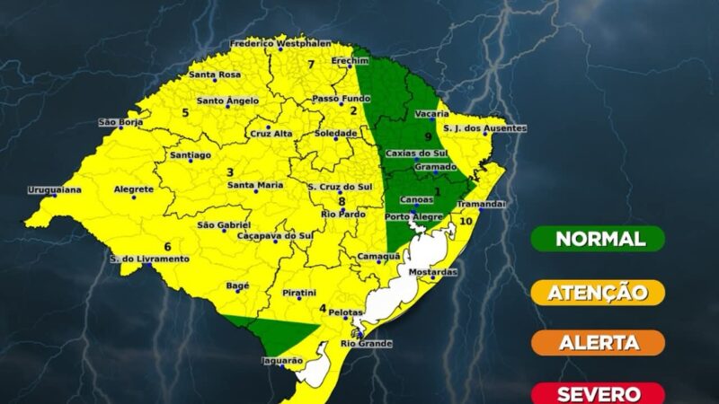 Defesa Civil atualiza prognóstico meteorológico e hidrológico para os próximos dias no RS