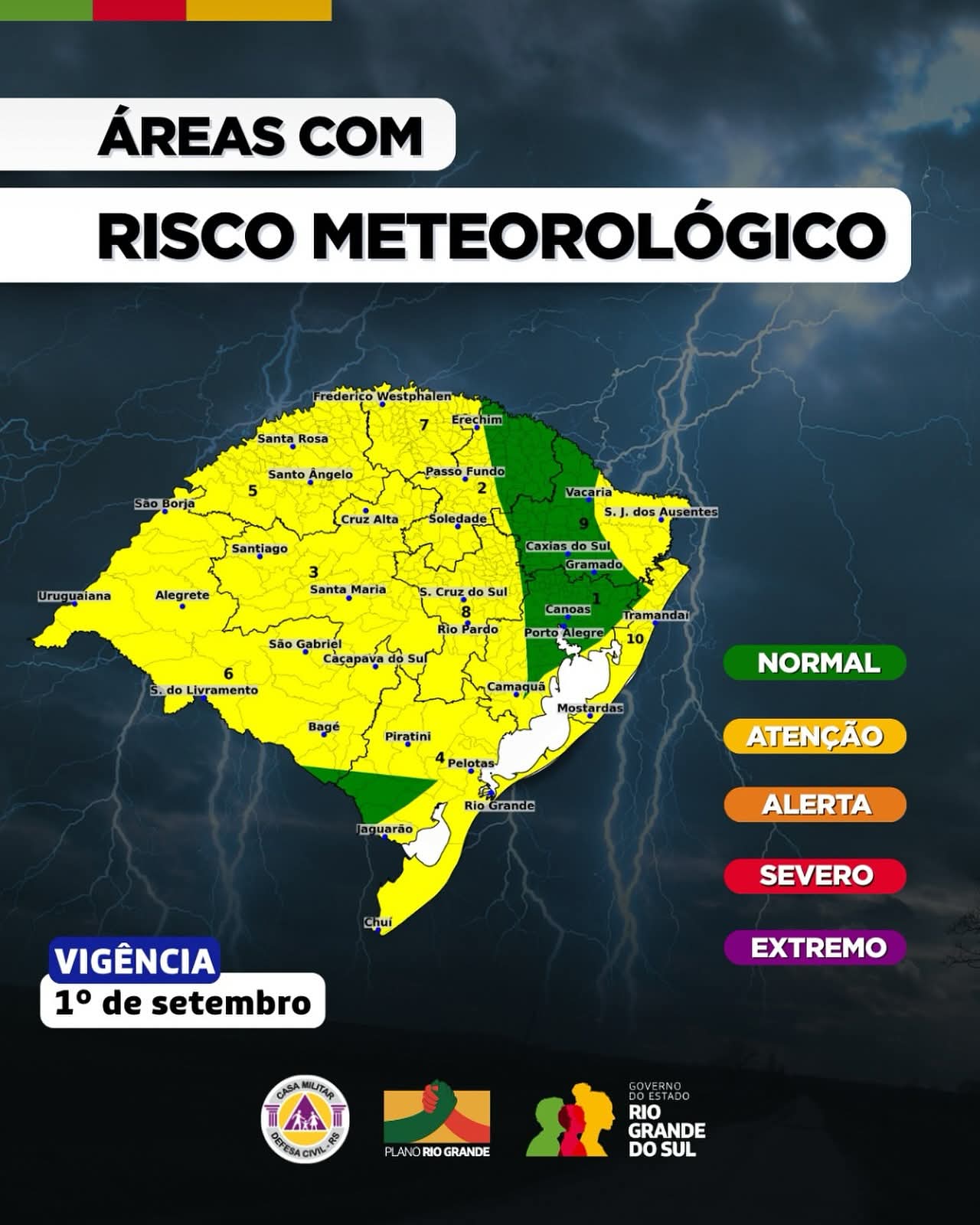 Defesa Civil atualiza prognóstico meteorológico e hidrológico para os próximos dias no RS