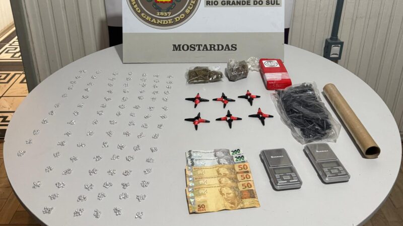 Em um dia, ações da BM apreendem 1.076 porções de drogas em Mostardas