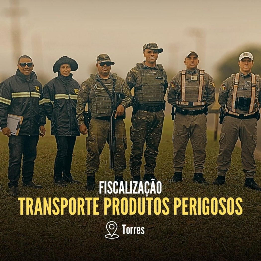 Brigada Militar realiza fiscalização de transporte de produtos perigosos em Torres