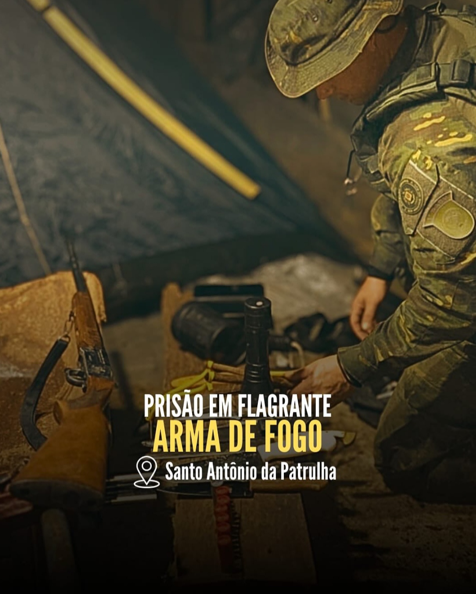 1° BABM realiza prisão de três indivíduos por porte ilegal de arma de fogo e pesca no município de Santo Antônio da Patrulha