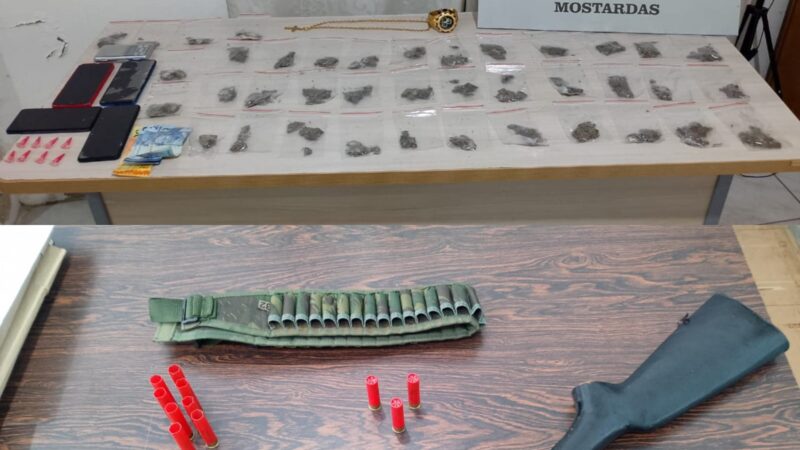 BM prende casal por tráfico em Mostardas e, junto à Polícia Civil, apreende arma em Tavares