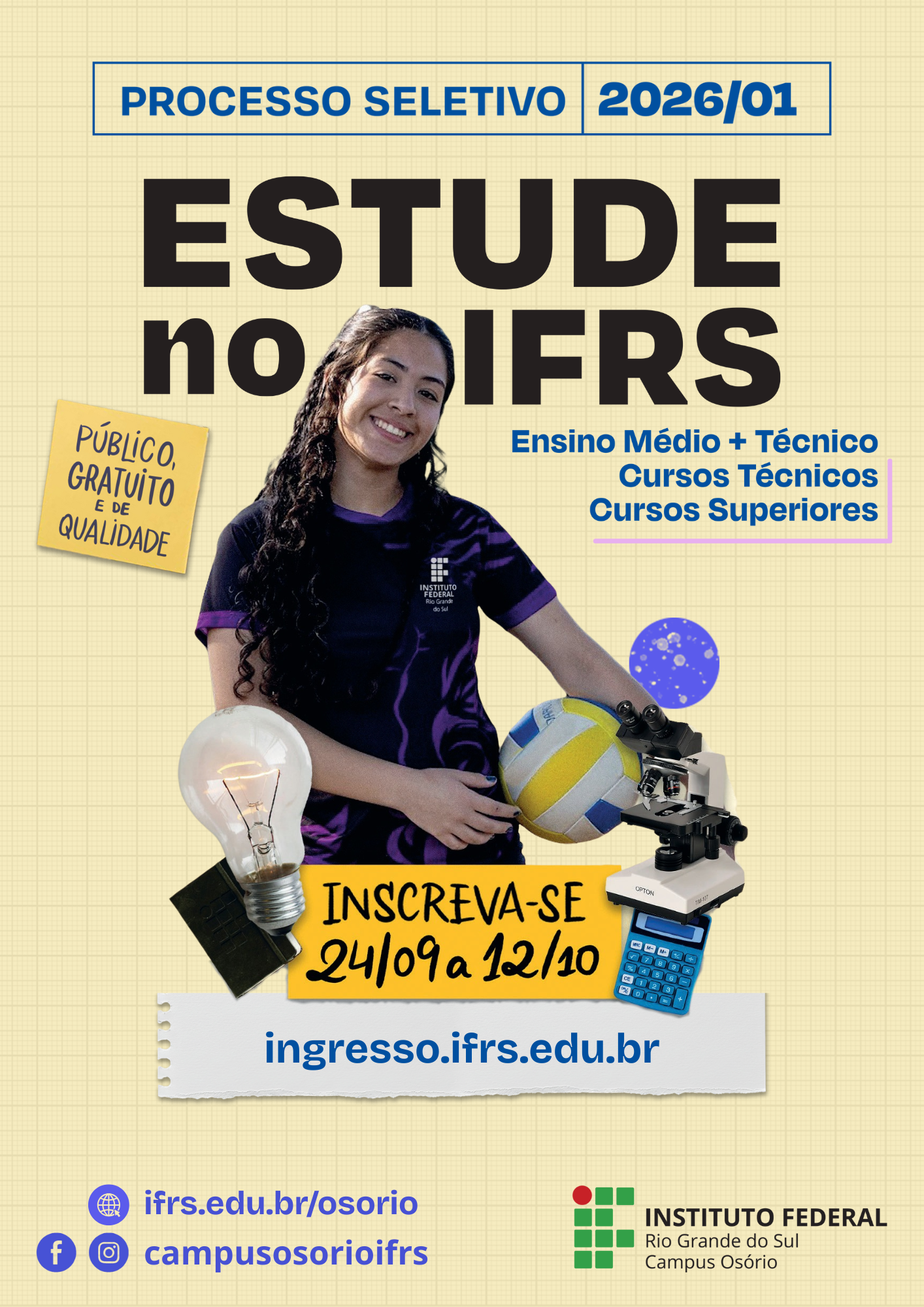 IFRS CAMPUS OSÓRIO ESTÁ COM INSCRIÇÕES ABERTAS