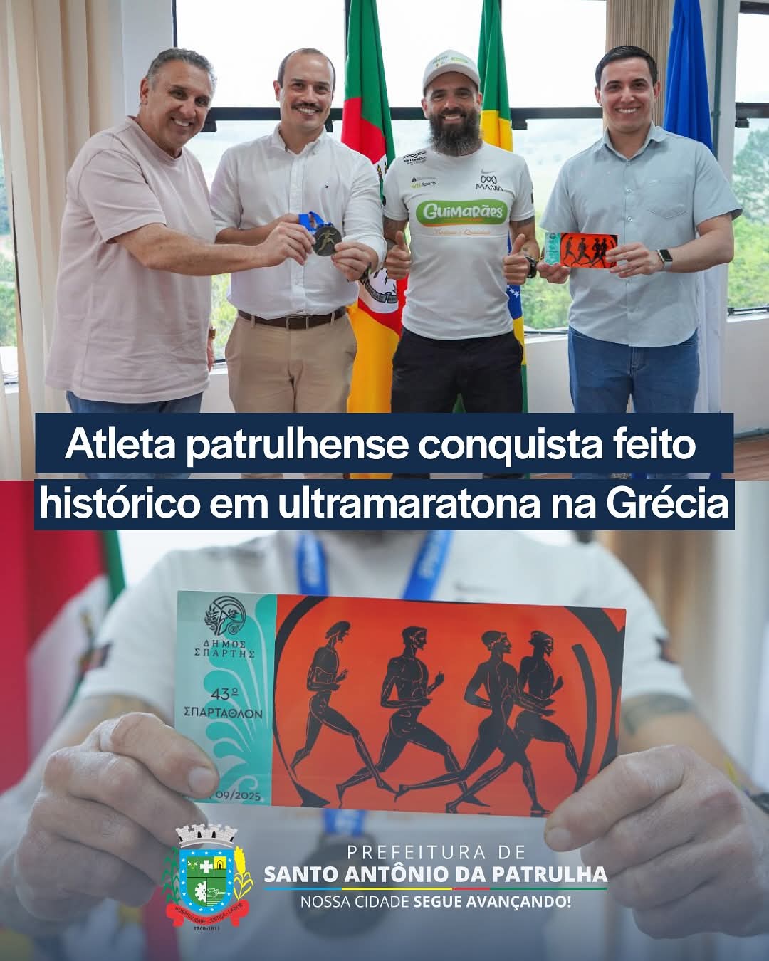 Atleta Patrulhense conquista feito histórico em ultramaratona na Grécia